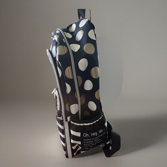 Justice Backpack Est 2004 Exclusive "Just Be You" Gold & White Polka-dot &Stripe - Picture 3 of 10